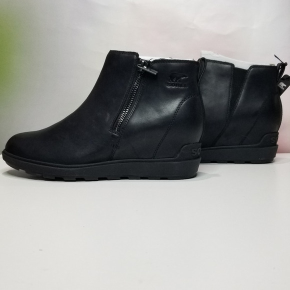 Sorel Women's  Evie II Wedge Zip Ankle Booties Size 9 Black, Black 2056371 NWT - Picture 1 of 8